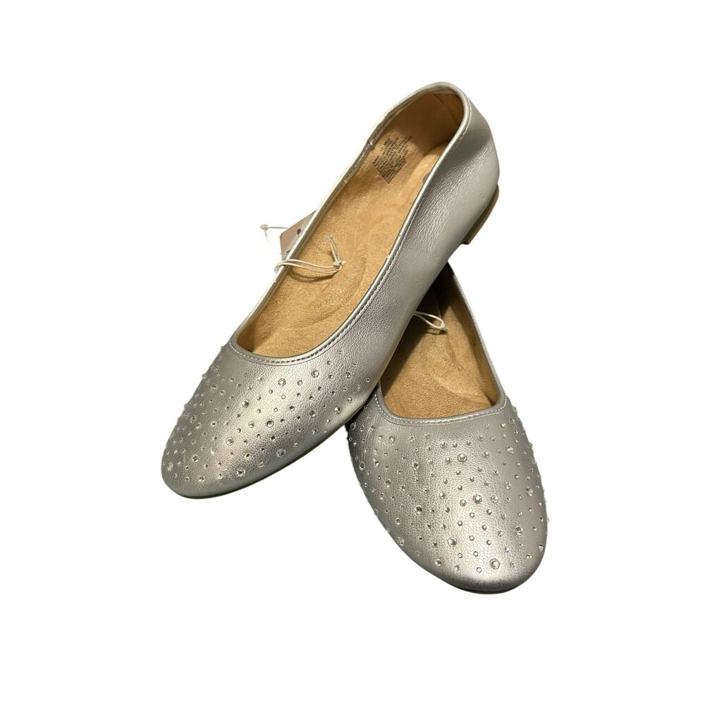 Silver Rhinestone Ballet Flats - Picture 2 of 4